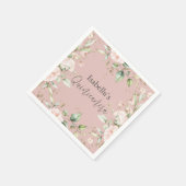 Rosa Blütenblätterung Wasserfarbe Quinceañera Papi Serviette (Ecke)