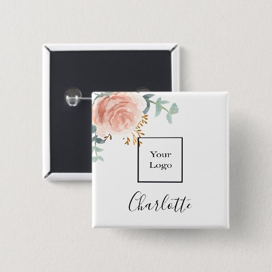 Rosa Blütenblättrige Eukalyptus-Bezeichnung Button (Vorne & Hinten)