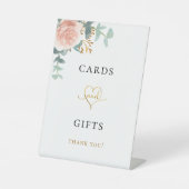 Rosa Blütenblättrige Eukalyptus-Grünkarten Sockelschild (Vorderseite)