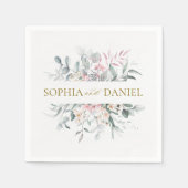 Rosa Blütenblättriger Eukalyptus Botanische Hochze Serviette (Vorderseite)