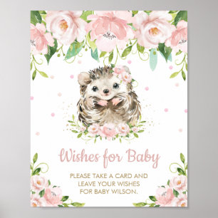 Rosa Blütenblättriger Igel Woodland wünscht Babysi Poster