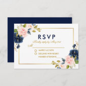 Rosa Blütenblau Bläserblütenhochzeit RSVP Gold (Vorne/Hinten)