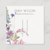 Rosa Blütenblau Glockenblume Sitzhaar Clip Display Quadratische Visitenkarte (Vorderseite)