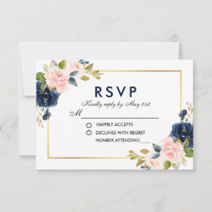 Rosa Blütenblauer Blumenzwiebeln RSVP Karte
