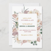 Rosa Blütenblühende Hochzeit Einladung (Vorderseite)