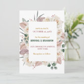Rosa Blütenblühende Hochzeit Einladung (Stehend Vorderseite)