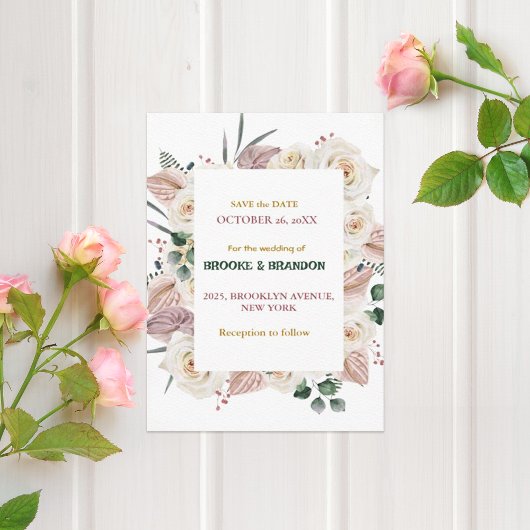 Rosa Blütenblühende Hochzeit Einladung