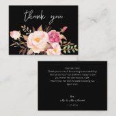 Rosa Blütenblume - Alles Schwarz Klein Danke Mitteilungskarte (Vorne/Hinten)