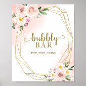 Rosa Blütenblume Blubbly Bar Pop Fizz Clink Zeiche Poster (Vorne)