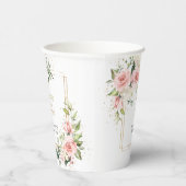 Rosa Blütenblume Eukalyptus Goldhochzeit Pappbecher (Rechts)