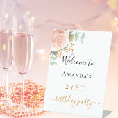 Rosa Blütenblume Eukalyptus zum Geburtstag Sockelschild