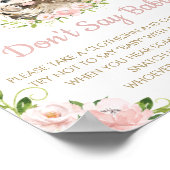 Rosa Blütenblume Igel Say Baby Shower Game Poster (Ecke)