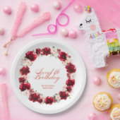 Rosa Blütenblume Personalisiert Süße 16 Geburtstag Pappteller (Party)