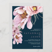 Rosa Blütenblume Sonnenblumen Hochzeit einladen Einladung (Vorne/Hinten)