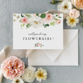 Rosa Blütenblume wird meine Blume Girl Card sein Einladungspostkarte