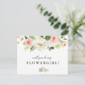 Rosa Blütenblume wird meine Blume Girl Card sein Einladungspostkarte (Stehend Vorderseite)
