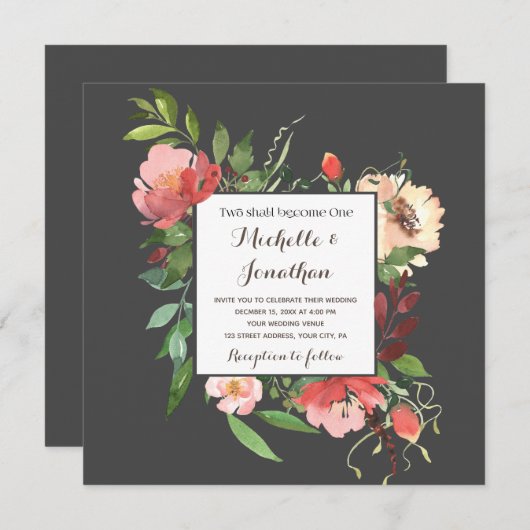 Rosa Blütenblüte bei Christlicher Hochzeit in Dunk Einladung (Vorne/Hinten)