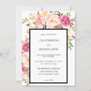 Rosa Blütenblüte Blütenblütenhochzeit Einladung