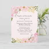 Rosa Blütenblüte Botanische Hochzeit Einladung (Stehend Vorderseite)