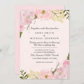 Rosa Blütenblüte Botanische Hochzeit Einladung (Vorne/Hinten)