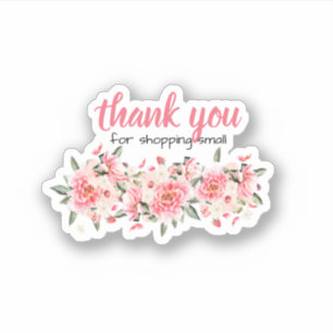 Rosa Blütenblüte Danke klassische Rundaufkleber Aufkleber