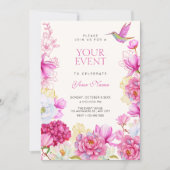 Rosa Blütenblüte Einladung (Vorderseite)