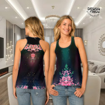 Rosa Blütenblüte glänzend Frauentank