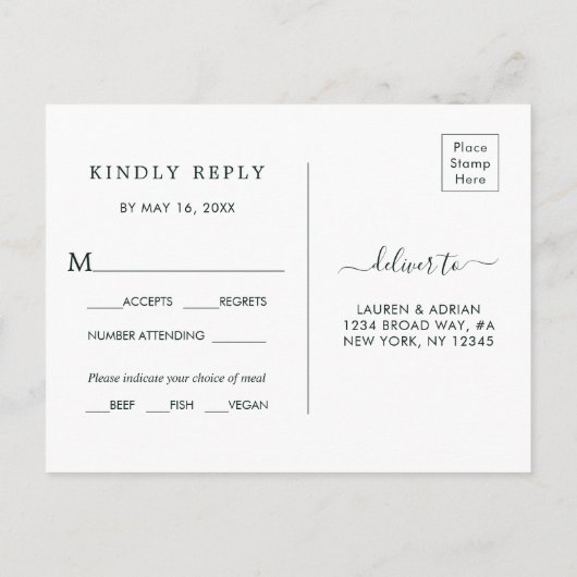 Rosa Blütenblüte Hochzeit RSVP mit Wahlmöglichkeit Einladungspostkarte (Rückseite)