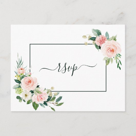 Rosa Blütenblüte Hochzeit RSVP mit Wahlmöglichkeit Einladungspostkarte (Vorderseite)
