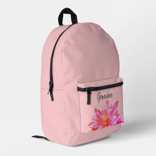Rosa Blütenblüte, hübsch rosa Bedruckter Rucksack (Rückseitige Ecke links)