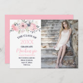 Rosa Blütenblüte im Abschluss Weißes Foto Ankündigung (Vorne/Hinten)