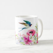 Rosa Blütenblüte künstlerisch Kaffeetasse (VorderseiteRechts)