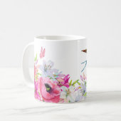 Rosa Blütenblüte künstlerisch Kaffeetasse (Vorderseite Links)