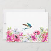 Rosa Blütenblüte künstlerische Hochzeit Save The Date (Rückseite)