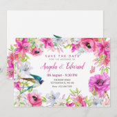 Rosa Blütenblüte künstlerische Hochzeit Save The Date (Vorne/Hinten)