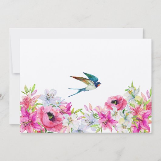 Rosa Blütenblüte künstlerischer Geburtstag Einladung (Rückseite)