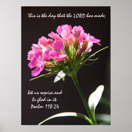 Rosa Blütenblüte mit Verse aus Psalm 118:24 Poster