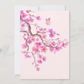 Rosa Blütenblüte Schmetterlinge Babydusche Einladung (Rückseite)