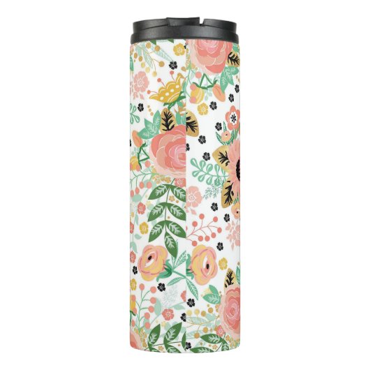 Rosa Blütenblüte Thermosbecher (Rückseite)