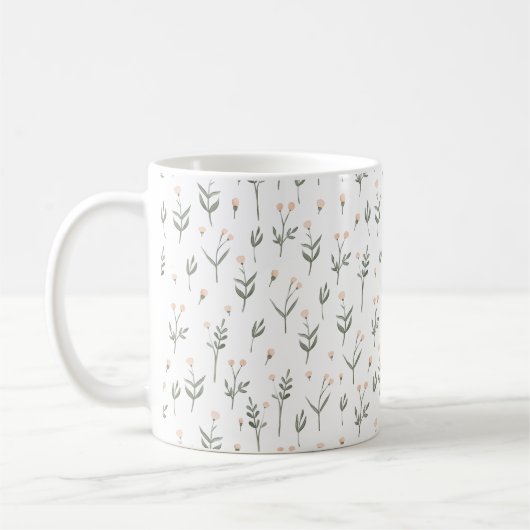 Rosa Blütenblüte Wildblumen Hütte Kaffeetasse (Links)