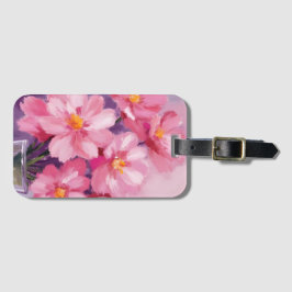 Rosa Blütenblüten | Blumenmalerei Aquarell Gepäckanhänger