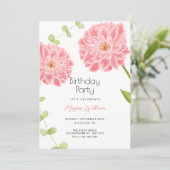 Rosa Blütenblüten Geburtstag Einladung (Stehend Vorderseite)