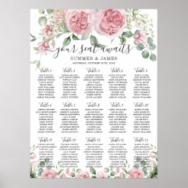 Rosa Blütenblütenblütenblätter für Hochzeitssitze Poster