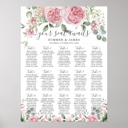 Rosa Blütenblütenblütenblätter für Hochzeitssitze Poster (Vorne)
