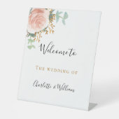 Rosa Blütenblütenblütenempfang Sockelschild (Vorderseite)