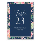 Rosa Blütenblütenblütenhochzeit der Marine Tischnummer (Vorderseite)