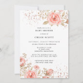 Rosa Blütenblütendusche Einladung (Vorderseite)