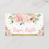 Rosa Blütenblütendusche Girl Diaper Raffel Begleitkarte (Rückseite)