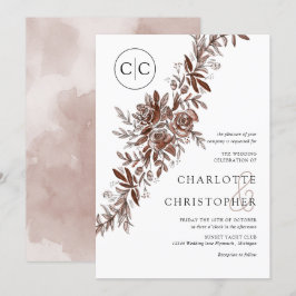 Rosa Blütenblütenhochzeit Einladung