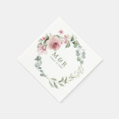 Rosa Blütenblütenkraut Wasserfarbenhochzeit Serviette (Ecke)